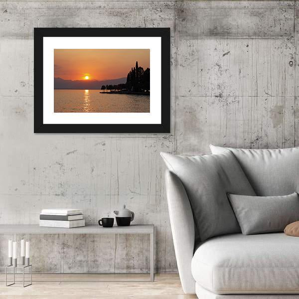 Sunset In Bardolino At Lake Garda Canvas Wall Art-3 Horizontal-Gallery Wrap-25" x 16"-Tiaracle