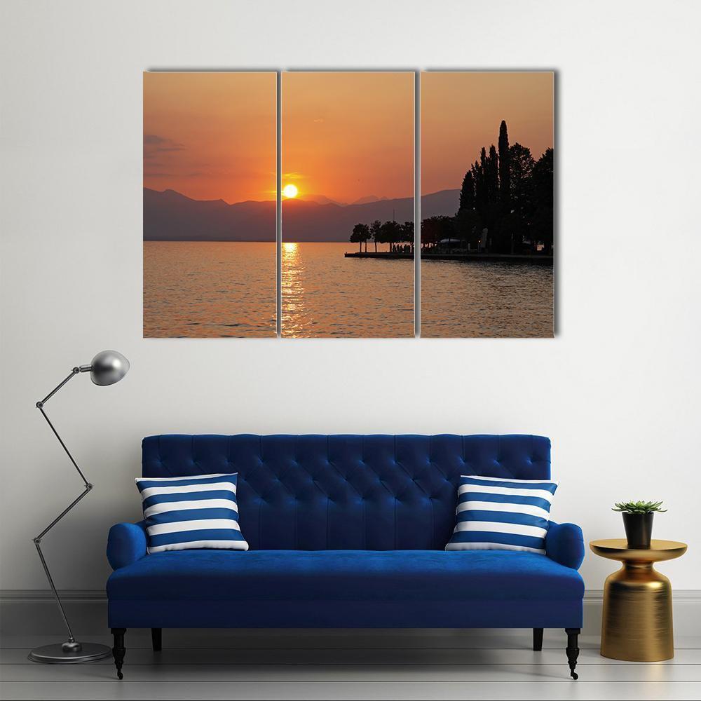 Sunset In Bardolino At Lake Garda Canvas Wall Art-3 Horizontal-Gallery Wrap-37" x 24"-Tiaracle