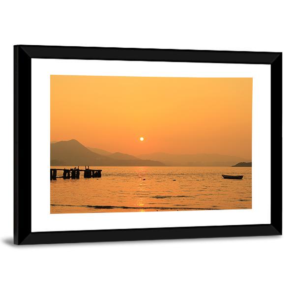 Sunset In Beach Canvas Wall Art-3 Horizontal-Gallery Wrap-25" x 16"-Tiaracle
