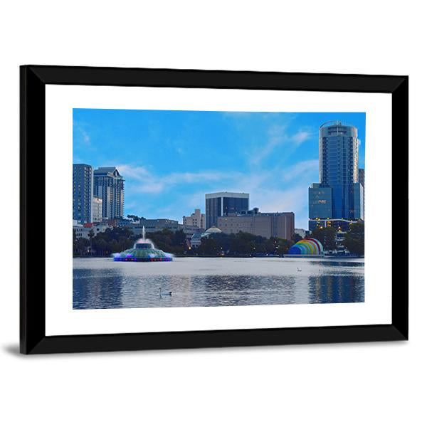 Sunset In Lake Eola Park Canvas Wall Art-3 Horizontal-Gallery Wrap-25" x 16"-Tiaracle