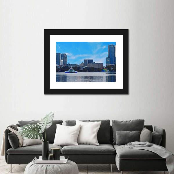 Sunset In Lake Eola Park Canvas Wall Art-3 Horizontal-Gallery Wrap-25" x 16"-Tiaracle