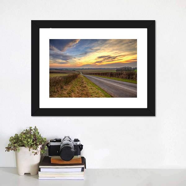 Sunset In Lincolnshire Wolds Canvas Wall Art-3 Horizontal-Gallery Wrap-25" x 16"-Tiaracle