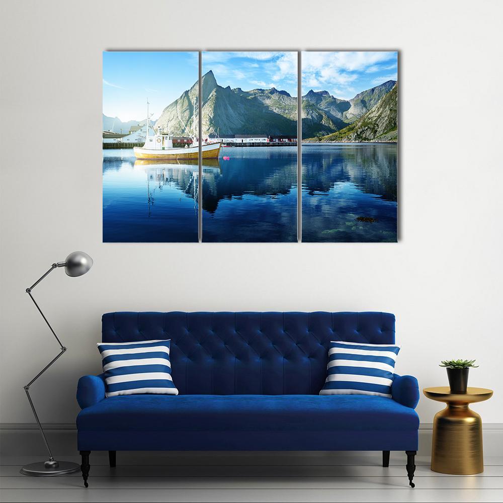 Sunset In Lofoten Islands Canvas Wall Art-3 Horizontal-Gallery Wrap-37" x 24"-Tiaracle