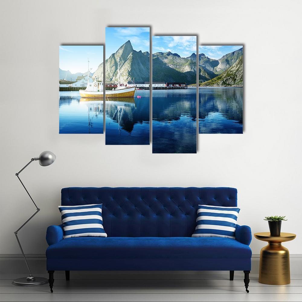Sunset In Lofoten Islands Canvas Wall Art-4 Pop-Gallery Wrap-50" x 32"-Tiaracle