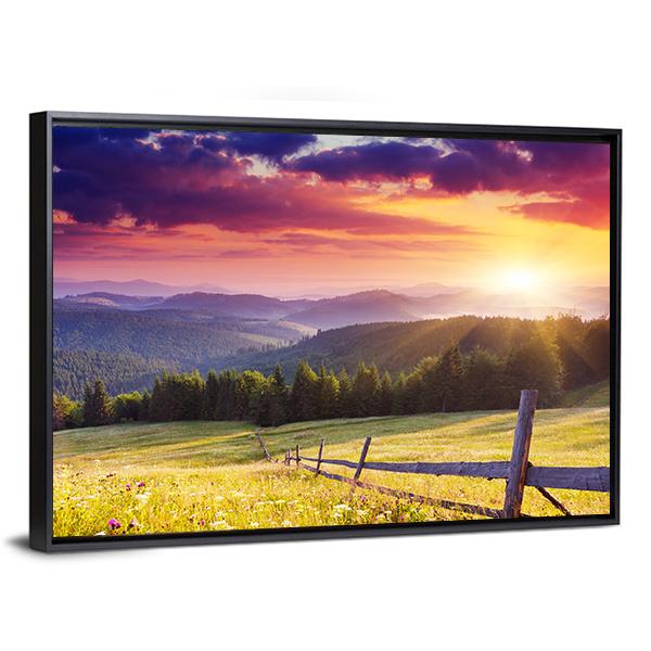 Sunset In Mount Carpathian Canvas Wall Art-3 Horizontal-Gallery Wrap-25" x 16"-Tiaracle
