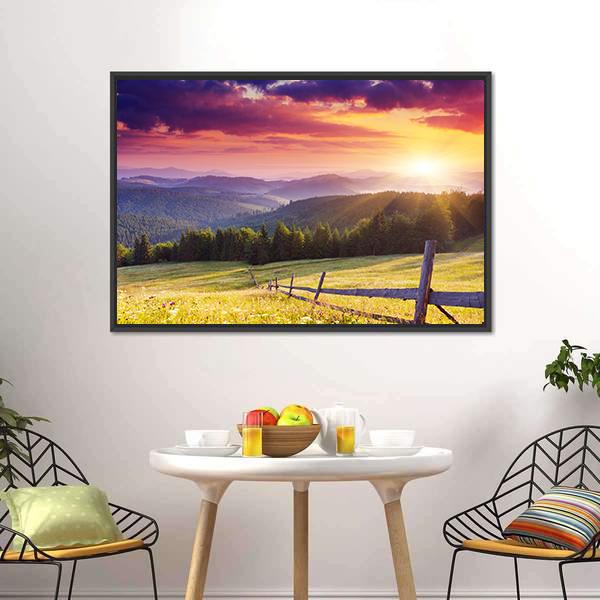 Sunset In Mount Carpathian Canvas Wall Art-3 Horizontal-Gallery Wrap-25" x 16"-Tiaracle