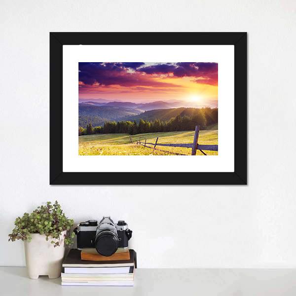 Sunset In Mount Carpathian Canvas Wall Art-3 Horizontal-Gallery Wrap-25" x 16"-Tiaracle