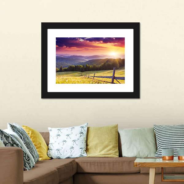 Sunset In Mount Carpathian Canvas Wall Art-1 Piece-Framed Print-20&quot; x 16&quot;-Tiaracle