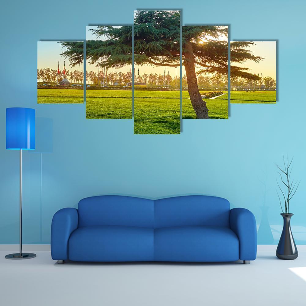 Sunset In Park At Azadi Square Canvas Wall Art-5 Star-Gallery Wrap-62" x 32"-Tiaracle