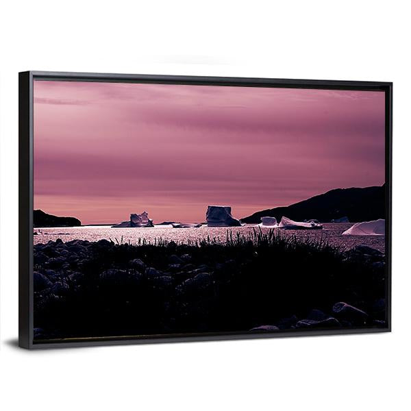 Sunset In South Coast Of Greenland Canvas Wall Art-3 Horizontal-Gallery Wrap-25" x 16"-Tiaracle