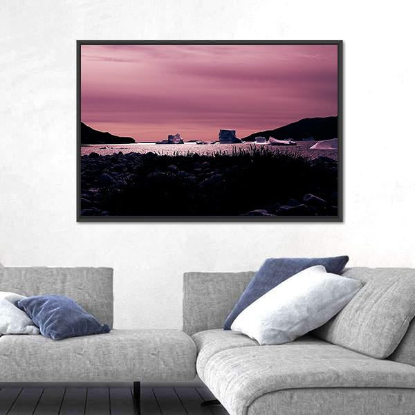 Sunset In South Coast Of Greenland Canvas Wall Art-3 Horizontal-Gallery Wrap-25" x 16"-Tiaracle