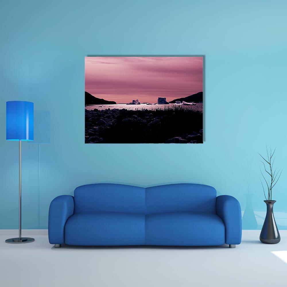 Sunset In South Coast Of Greenland Canvas Wall Art-1 Piece-Gallery Wrap-48" x 32"-Tiaracle