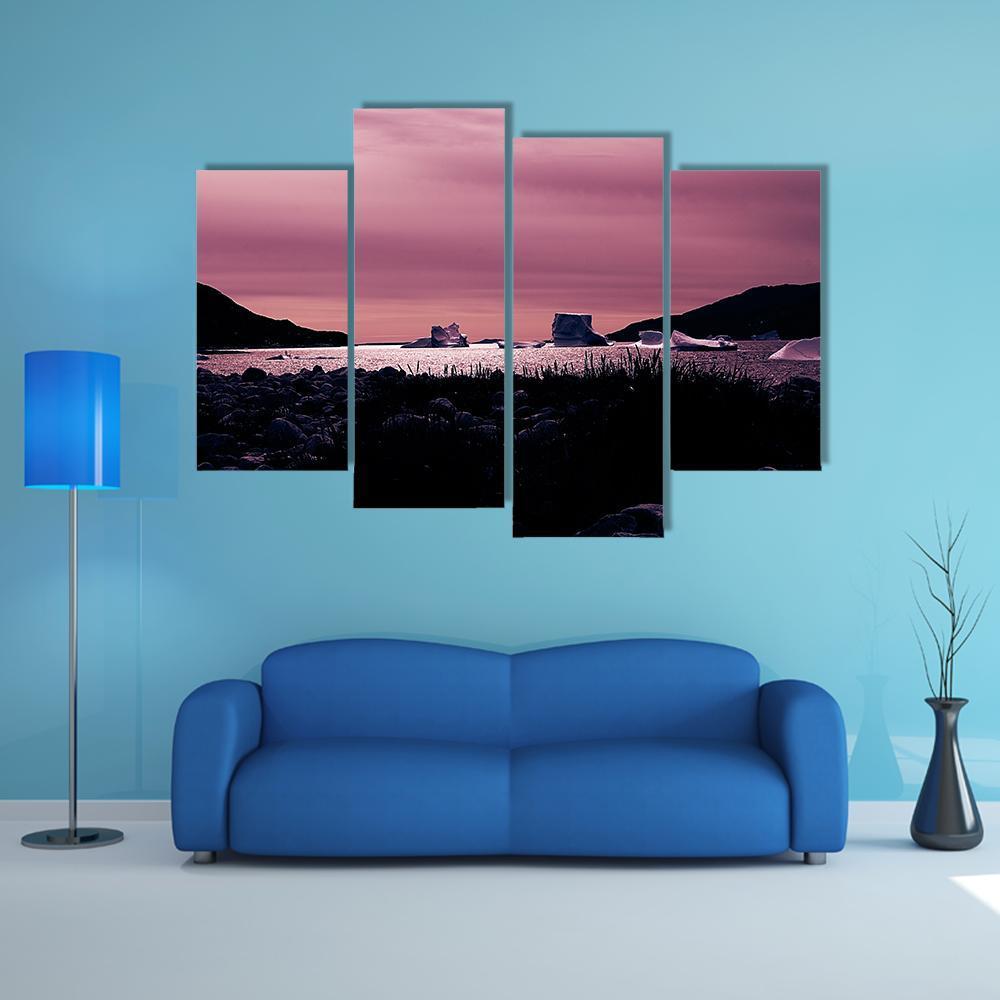 Sunset In South Coast Of Greenland Canvas Wall Art-4 Pop-Gallery Wrap-50" x 32"-Tiaracle