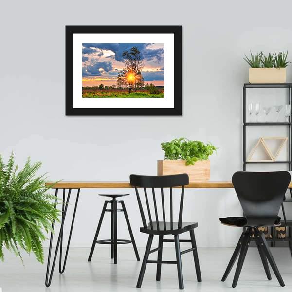 Sunset In Summer Field Canvas Wall Art-3 Horizontal-Gallery Wrap-25" x 16"-Tiaracle