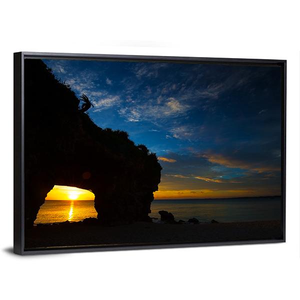 Sunset In Sunayama Beach Canvas Wall Art-3 Horizontal-Gallery Wrap-25" x 16"-Tiaracle