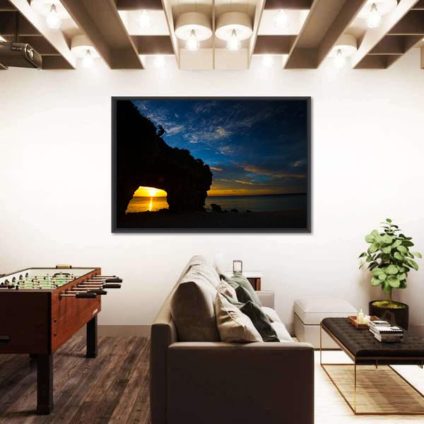 Sunset In Sunayama Beach Canvas Wall Art-3 Horizontal-Gallery Wrap-25" x 16"-Tiaracle