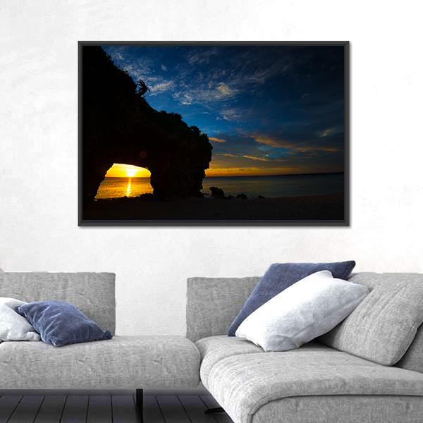 Sunset In Sunayama Beach Canvas Wall Art-3 Horizontal-Gallery Wrap-25" x 16"-Tiaracle