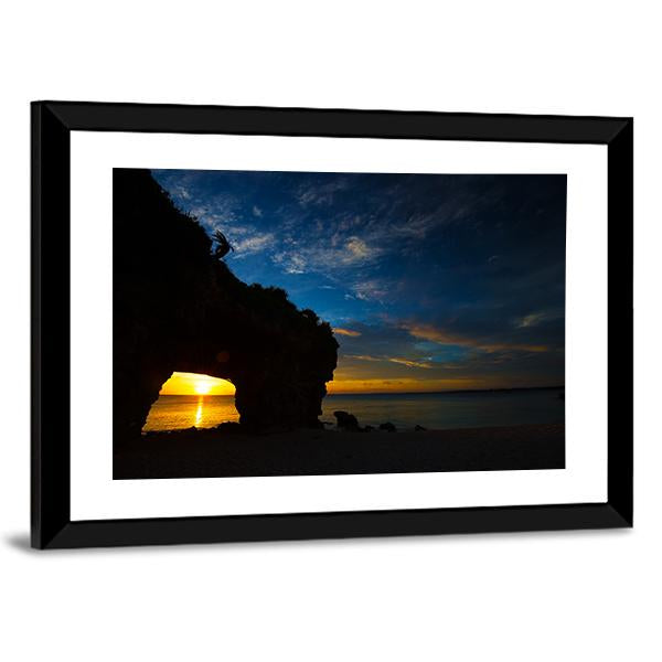 Sunset In Sunayama Beach Canvas Wall Art-3 Horizontal-Gallery Wrap-25" x 16"-Tiaracle