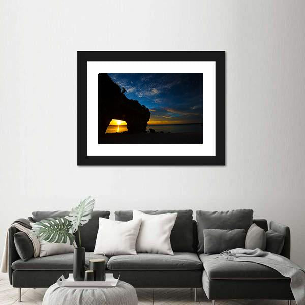 Sunset In Sunayama Beach Canvas Wall Art-3 Horizontal-Gallery Wrap-25" x 16"-Tiaracle