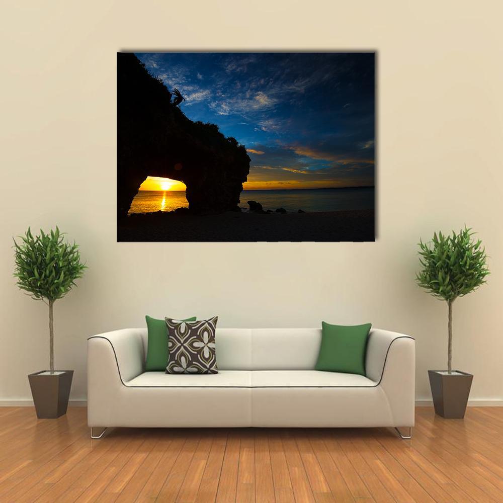 Sunset In Sunayama Beach Canvas Wall Art-1 Piece-Gallery Wrap-48" x 32"-Tiaracle