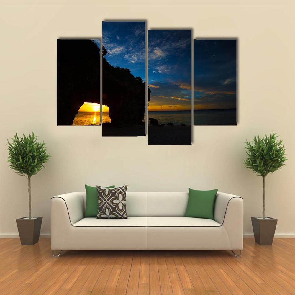 Sunset In Sunayama Beach Canvas Wall Art-4 Pop-Gallery Wrap-50" x 32"-Tiaracle