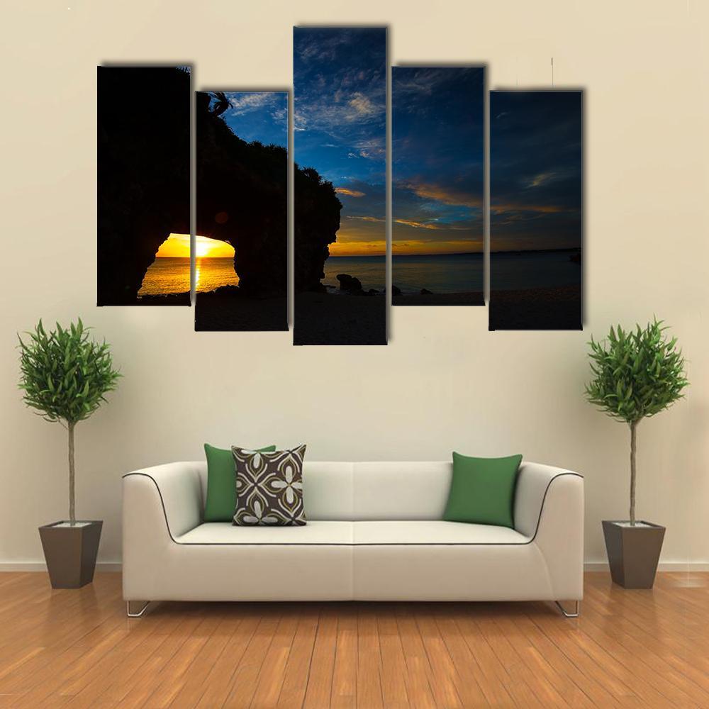 Sunset In Sunayama Beach Canvas Wall Art-5 Pop-Gallery Wrap-47" x 32"-Tiaracle