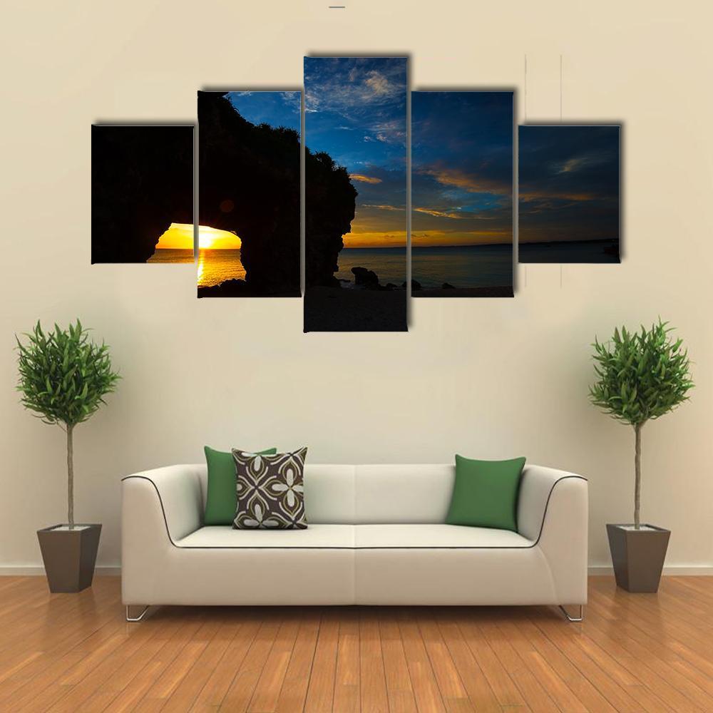 Sunset In Sunayama Beach Canvas Wall Art-5 Star-Gallery Wrap-62" x 32"-Tiaracle