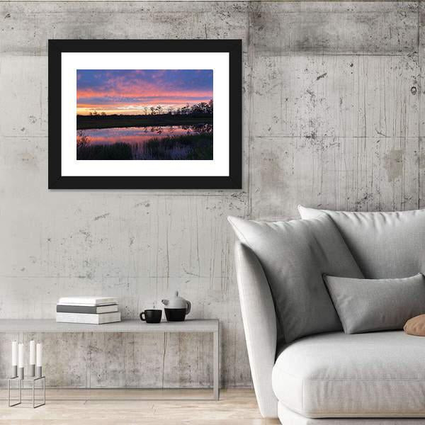 Sunset In Swamps Of Everglades Canvas Wall Art-3 Horizontal-Gallery Wrap-25" x 16"-Tiaracle