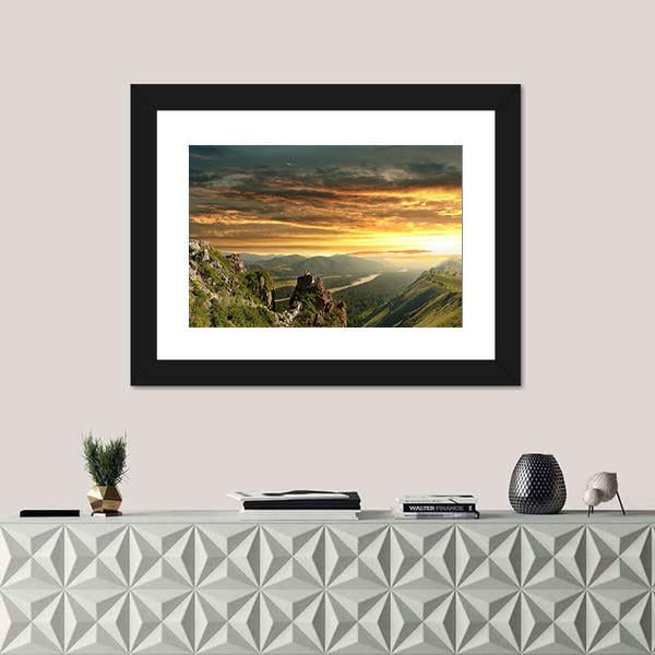 Sunset In The Altai Mountains Canvas Wall Art-1 Piece-Framed Print-20" x 16"-Tiaracle
