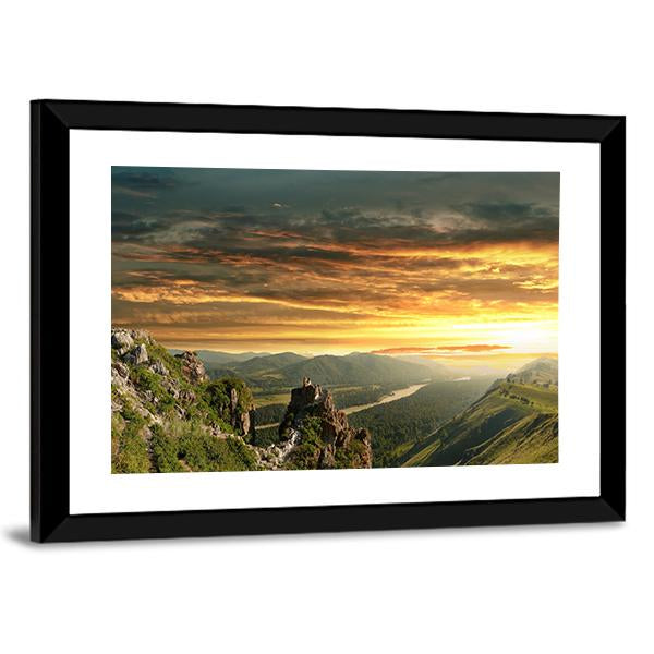 Sunset In The Altai Mountains Canvas Wall Art-3 Horizontal-Gallery Wrap-25" x 16"-Tiaracle