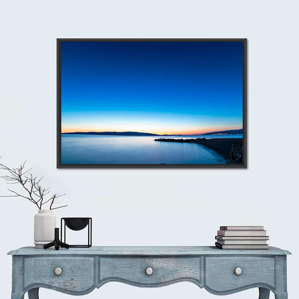 Sunset In The Port Of Senj Canvas Wall Art-1 Piece-Floating Frame-24" x 16"-Tiaracle