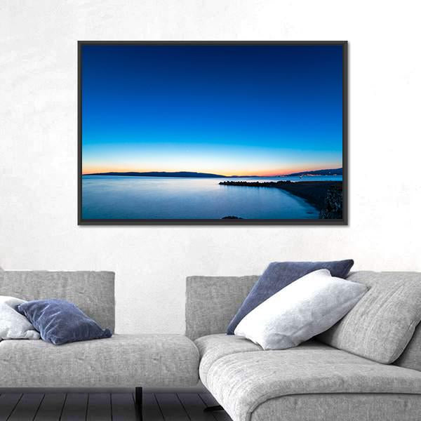 Sunset In The Port Of Senj Canvas Wall Art-3 Horizontal-Gallery Wrap-25" x 16"-Tiaracle