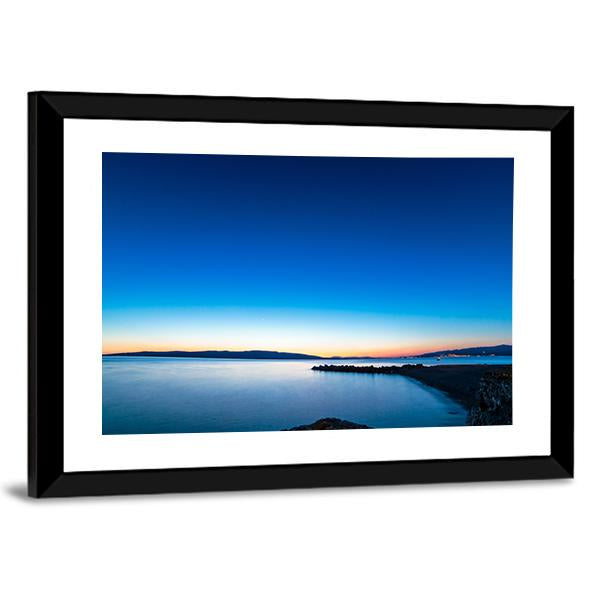 Sunset In The Port Of Senj Canvas Wall Art-3 Horizontal-Gallery Wrap-25" x 16"-Tiaracle