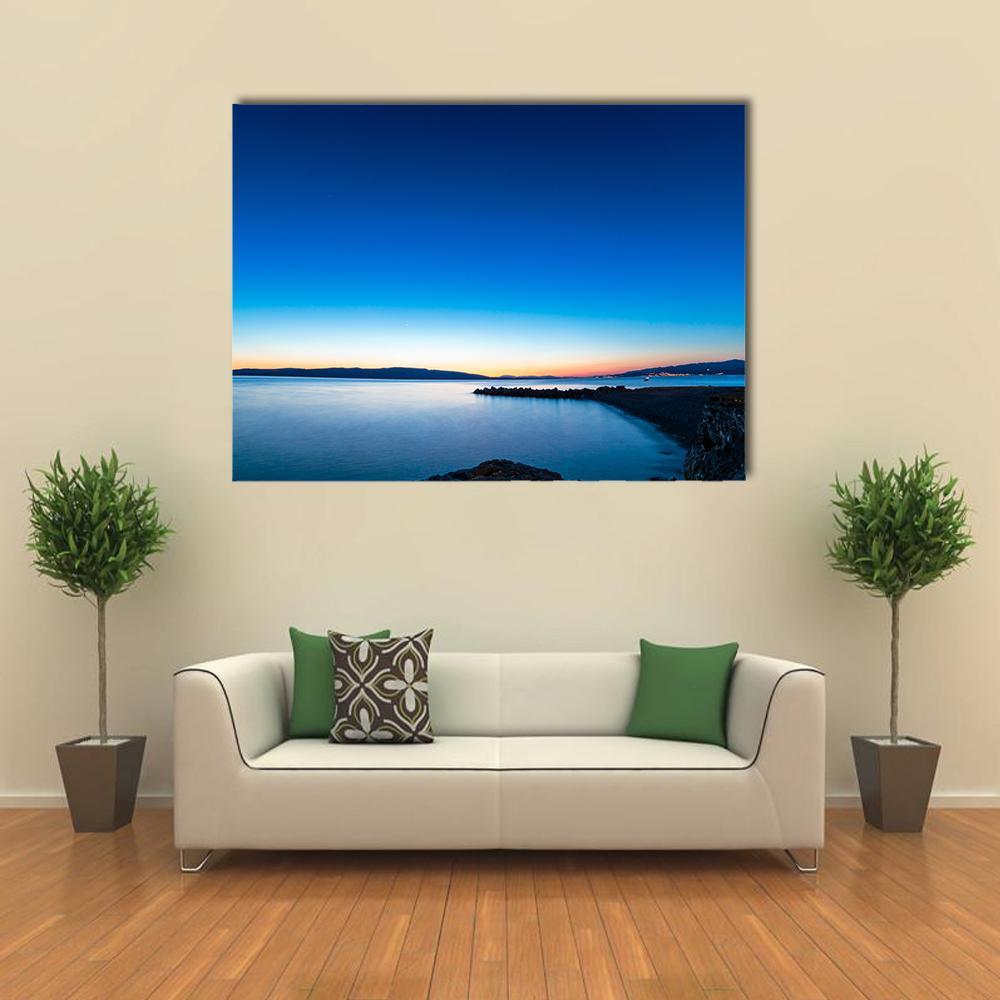 Sunset In The Port Of Senj Canvas Wall Art-1 Piece-Gallery Wrap-48" x 32"-Tiaracle