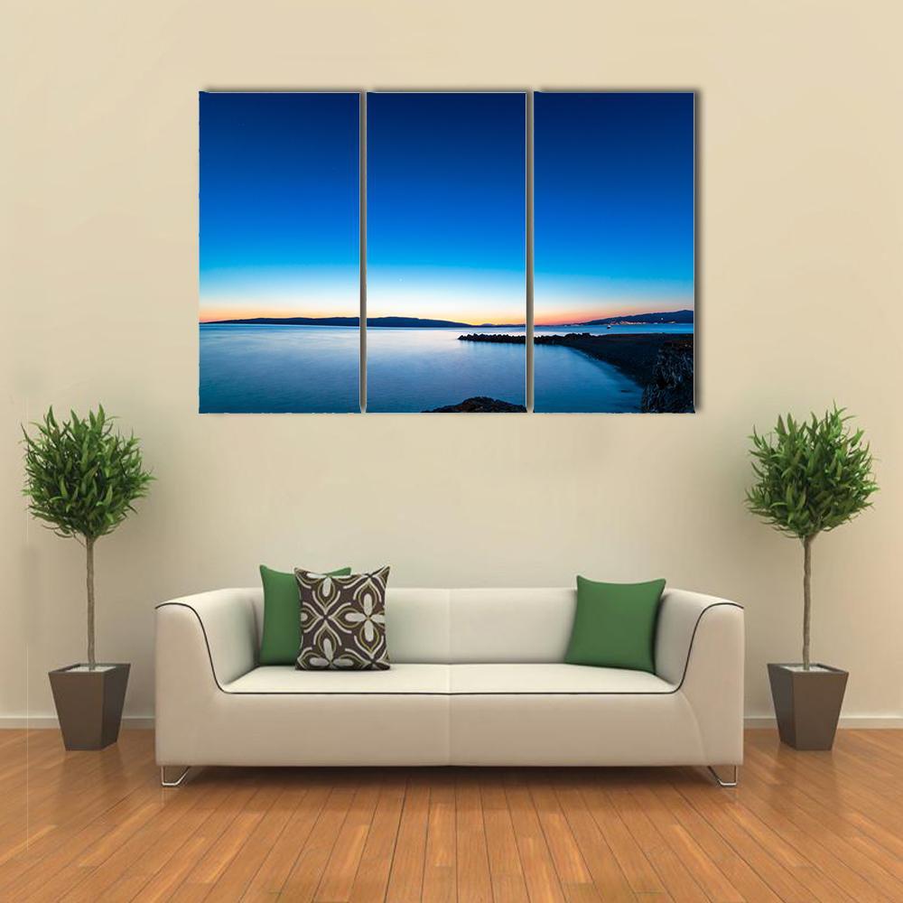 Sunset In The Port Of Senj Canvas Wall Art-3 Horizontal-Gallery Wrap-37" x 24"-Tiaracle