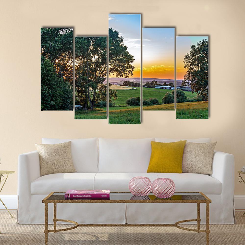 Sunset In The Summer Canvas Wall Art-5 Pop-Gallery Wrap-47" x 32"-Tiaracle