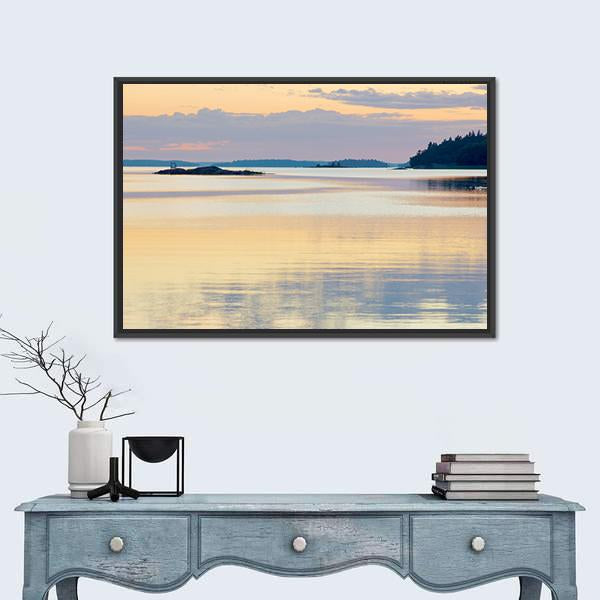 Sunset In The Swedish Archipelago Canvas Wall Art-1 Piece-Floating Frame-24" x 16"-Tiaracle
