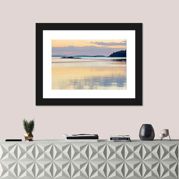 Sunset In The Swedish Archipelago Canvas Wall Art-1 Piece-Framed Print-20" x 16"-Tiaracle
