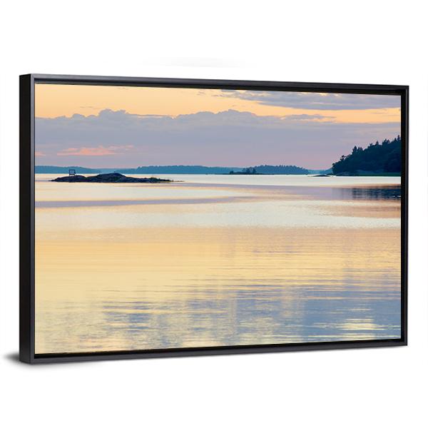 Sunset In The Swedish Archipelago Canvas Wall Art-3 Horizontal-Gallery Wrap-25" x 16"-Tiaracle