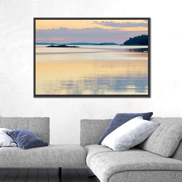 Sunset In The Swedish Archipelago Canvas Wall Art-3 Horizontal-Gallery Wrap-25" x 16"-Tiaracle