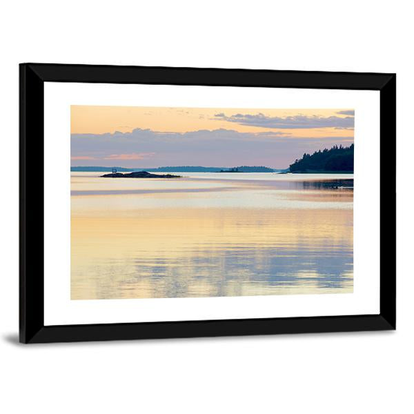 Sunset In The Swedish Archipelago Canvas Wall Art-3 Horizontal-Gallery Wrap-25" x 16"-Tiaracle