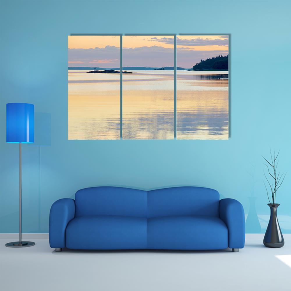 Sunset In The Swedish Archipelago Canvas Wall Art-3 Horizontal-Gallery Wrap-37" x 24"-Tiaracle