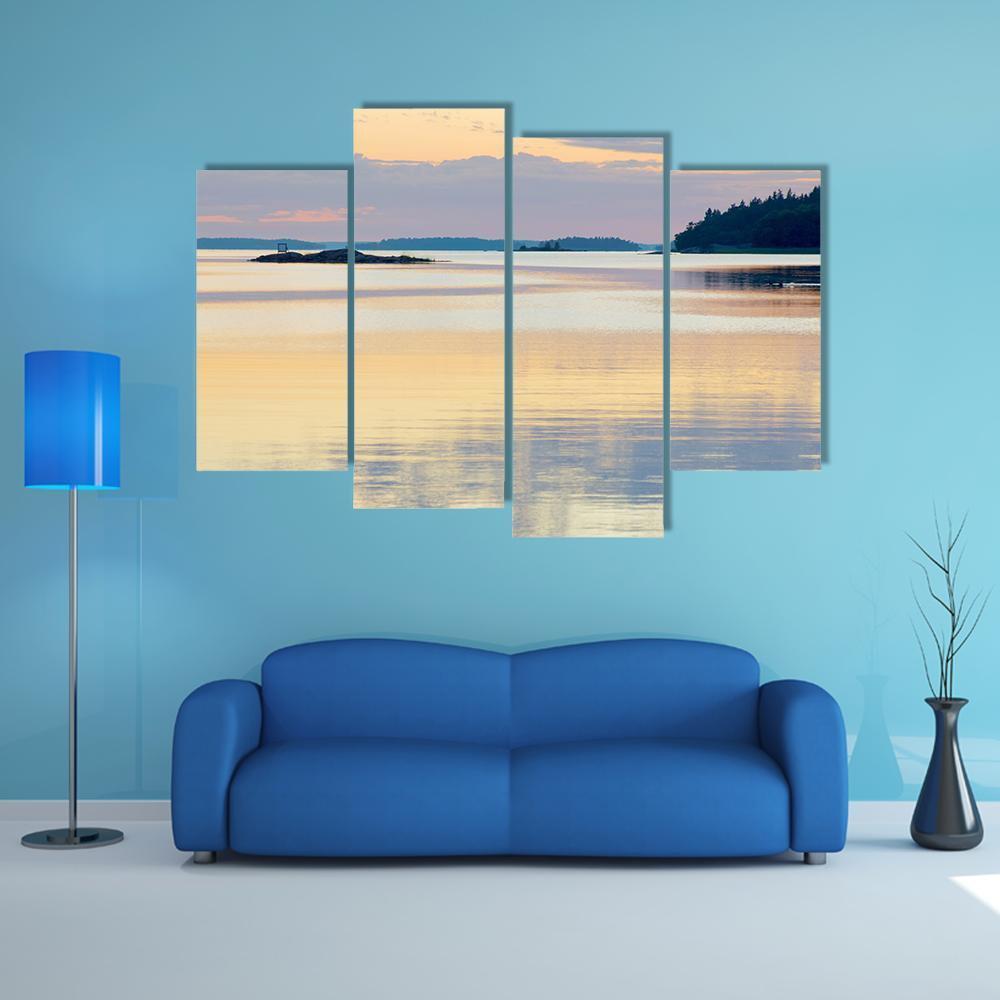 Sunset In The Swedish Archipelago Canvas Wall Art-4 Pop-Gallery Wrap-50" x 32"-Tiaracle