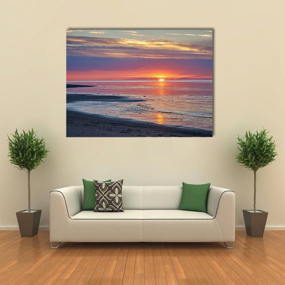Sunset In The White Sea Canvas Wall Art-1 Piece-Gallery Wrap-48" x 32"-Tiaracle