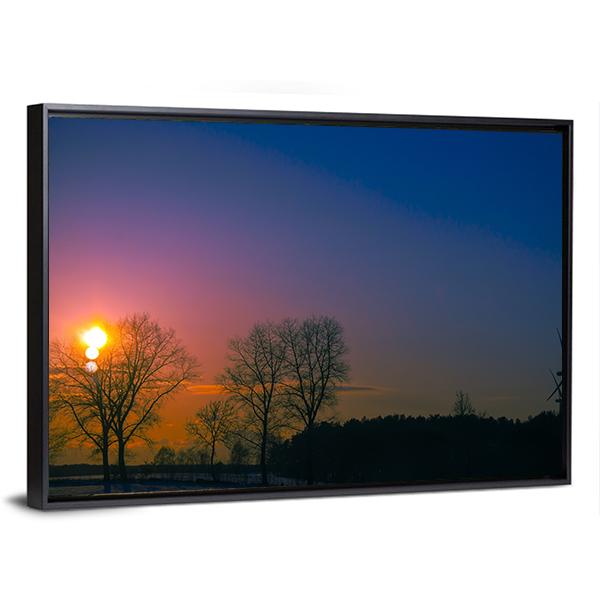 Sunset In Winter Scenery Canvas Wall Art-3 Horizontal-Gallery Wrap-25" x 16"-Tiaracle