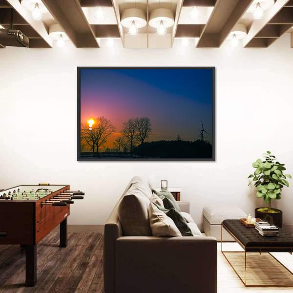 Sunset In Winter Scenery Canvas Wall Art-3 Horizontal-Gallery Wrap-25" x 16"-Tiaracle