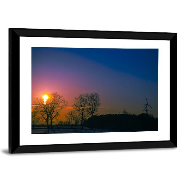 Sunset In Winter Scenery Canvas Wall Art-3 Horizontal-Gallery Wrap-25" x 16"-Tiaracle