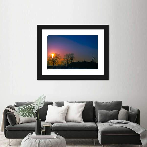 Sunset In Winter Scenery Canvas Wall Art-3 Horizontal-Gallery Wrap-25" x 16"-Tiaracle