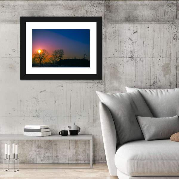 Sunset In Winter Scenery Canvas Wall Art-3 Horizontal-Gallery Wrap-25" x 16"-Tiaracle