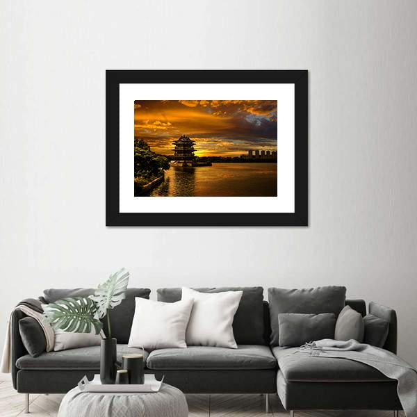 Sunset In Yixing Canvas Wall Art-3 Horizontal-Gallery Wrap-25" x 16"-Tiaracle